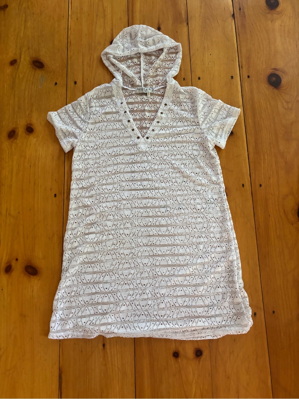 Ingear Resort White Lace Hooded Swim Cover Up XL